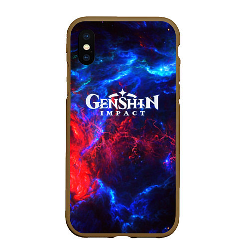 Чехол iPhone XS Max матовый Genshin Impact space / 3D-Коричневый – фото 1