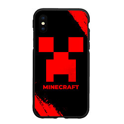 Чехол iPhone XS Max матовый Minecraft - red gradient, цвет: 3D-черный