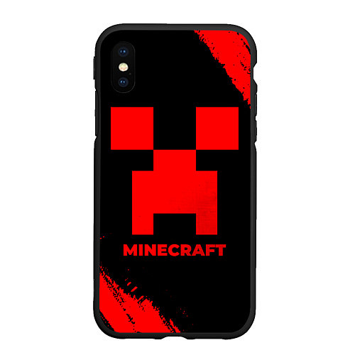 Чехол iPhone XS Max матовый Minecraft - red gradient / 3D-Черный – фото 1