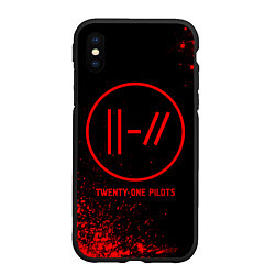 Чехол iPhone XS Max матовый Twenty One Pilots - red gradient, цвет: 3D-черный