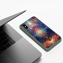 Чехол iPhone XS Max матовый Космическая геометрическая абстракция, цвет: 3D-темно-зеленый — фото 2