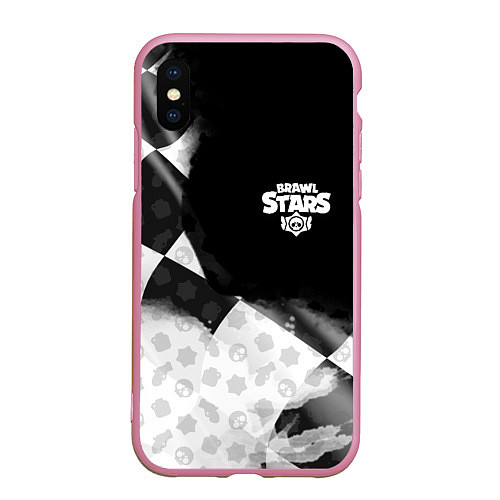 Чехол iPhone XS Max матовый Brawl stars pattern black / 3D-Розовый – фото 1