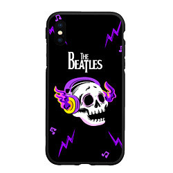 Чехол iPhone XS Max матовый The Beatles неоновый череп