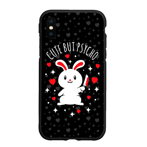 Чехол iPhone XS Max матовый Cute but psycho bunny / 3D-Черный – фото 1