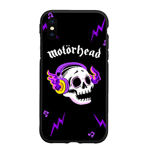 Чехол iPhone XS Max матовый Motorhead неоновый череп / 3D-Черный – фото 1