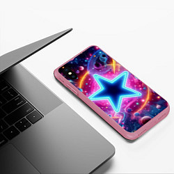 Чехол iPhone XS Max матовый Звезда в неоновом космосе - нейроарт, цвет: 3D-малиновый — фото 2