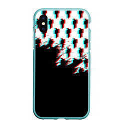 Чехол iPhone XS Max матовый Billie Eilish pattern glitch, цвет: 3D-мятный