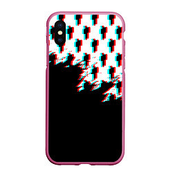 Чехол iPhone XS Max матовый Billie Eilish pattern glitch