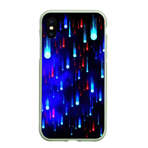 Чехол iPhone XS Max матовый Космические метеориты / 3D-Салатовый – фото 1