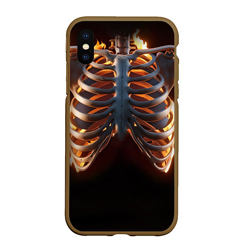 Чехол iPhone XS Max матовый Скелет человека в огне / 3D-Коричневый – фото 1