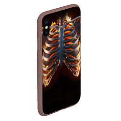 Чехол iPhone XS Max матовый Скелет человека в огне, цвет: 3D-коричневый — фото 2