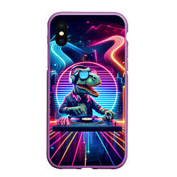 Чехол iPhone XS Max матовый Dino DJ - neon glow