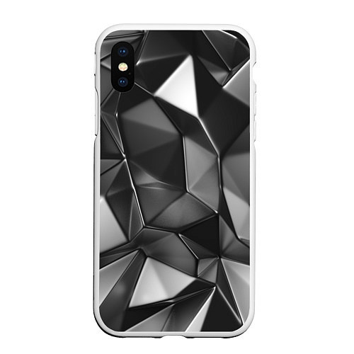 Чехол iPhone XS Max матовый Серая геометрия с бликами / 3D-Белый – фото 1