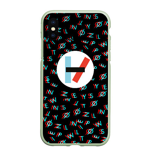 Чехол iPhone XS Max матовый Twenty one pilots glitch / 3D-Салатовый – фото 1