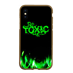 Чехол iPhone XS Max матовый Toxic text, цвет: 3D-коричневый