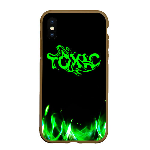 Чехол iPhone XS Max матовый Toxic text / 3D-Коричневый – фото 1