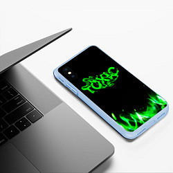 Чехол iPhone XS Max матовый Toxic text, цвет: 3D-голубой — фото 2