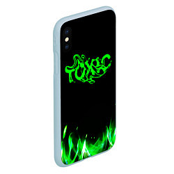 Чехол iPhone XS Max матовый Toxic text, цвет: 3D-голубой — фото 2