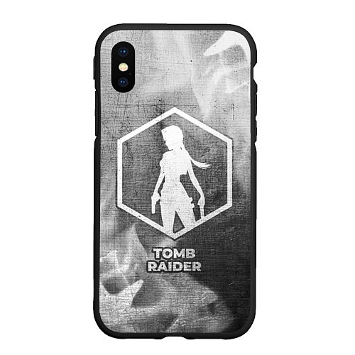 Чехол iPhone XS Max матовый Tomb Raider - grey gradient / 3D-Черный – фото 1