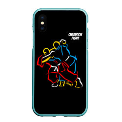 Чехол iPhone XS Max матовый Champion fight, цвет: 3D-мятный