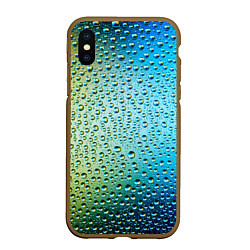 Чехол iPhone XS Max матовый Капли дождя бирюзовый градиент, цвет: 3D-коричневый