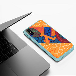 Чехол iPhone XS Max матовый Half life hexagon steel, цвет: 3D-мятный — фото 2