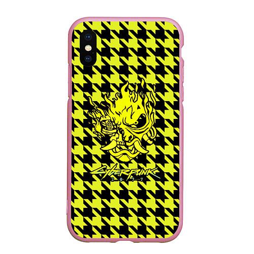 Чехол iPhone XS Max матовый Cyberpunk 2077 pattern / 3D-Розовый – фото 1