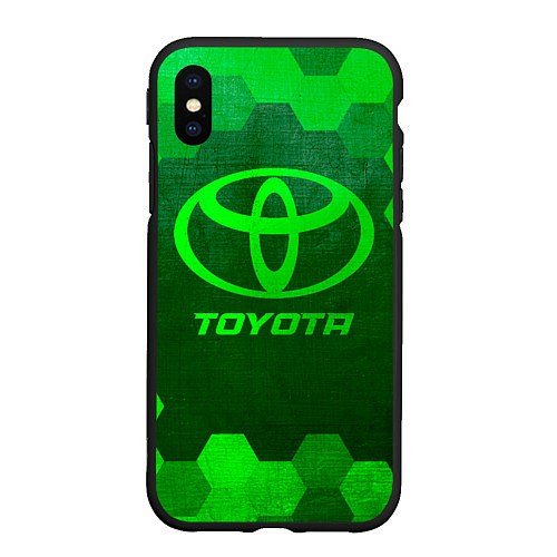 Чехол iPhone XS Max матовый Toyota - green gradient / 3D-Черный – фото 1