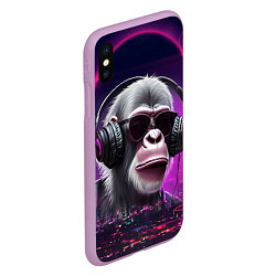 Чехол iPhone XS Max матовый DJ monkey - Neon city, цвет: 3D-сиреневый — фото 2