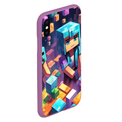 Чехол iPhone XS Max матовый Minecraft 2 0, цвет: 3D-фиолетовый — фото 2