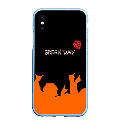 Чехол iPhone XS Max матовый Green day rock, цвет: 3D-голубой