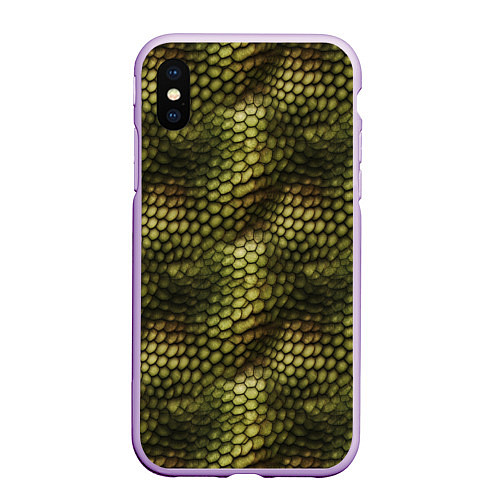 Чехол iPhone XS Max матовый Шкура рептилии текстура / 3D-Сиреневый – фото 1