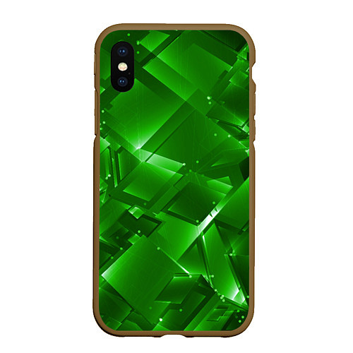 Чехол iPhone XS Max матовый Прозрачная изумрудная геометрия / 3D-Коричневый – фото 1