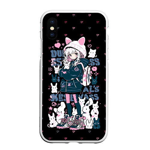 Чехол iPhone XS Max матовый Chiaki Nanami Neko / 3D-Белый – фото 1