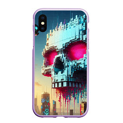 Чехол iPhone XS Max матовый Cool pixel skull - ai art fantasy