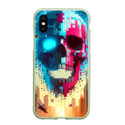 Чехол iPhone XS Max матовый Cool vanguard neon cyber skull - ai art