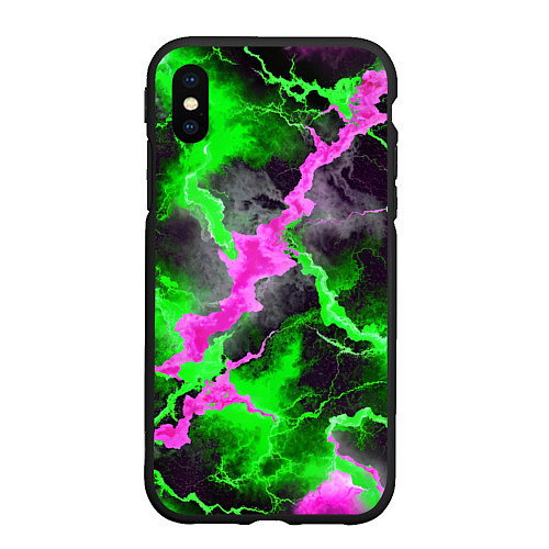 Чехол iPhone XS Max матовый Кислотный мрамор / 3D-Черный – фото 1