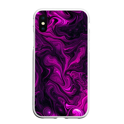 Чехол iPhone XS Max матовый Фиолетовые разводы текстура / 3D-Белый – фото 1