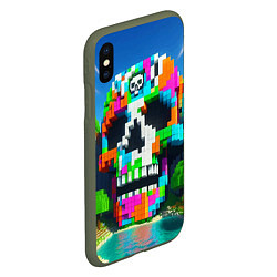 Чехол iPhone XS Max матовый Minecraft landscape with skull - ai art fantasy, цвет: 3D-темно-зеленый — фото 2