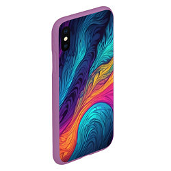 Чехол iPhone XS Max матовый Перья эбру абстракция, цвет: 3D-фиолетовый — фото 2