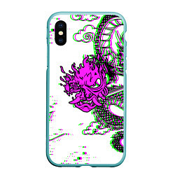 Чехол iPhone XS Max матовый Cyberpunk neon dragon, цвет: 3D-мятный