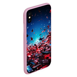 Чехол iPhone XS Max матовый Осколки плит в движении, цвет: 3D-розовый — фото 2