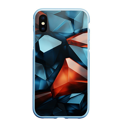 Чехол iPhone XS Max матовый Синие и янтарные камни / 3D-Голубой – фото 1