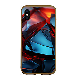 Чехол iPhone XS Max матовый Камни в красном освещении, цвет: 3D-коричневый