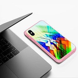 Чехол iPhone XS Max матовый Неоновая абстракция стекло, цвет: 3D-баблгам — фото 2