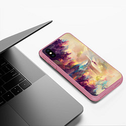 Чехол iPhone XS Max матовый Слияние цветов, цвет: 3D-малиновый — фото 2