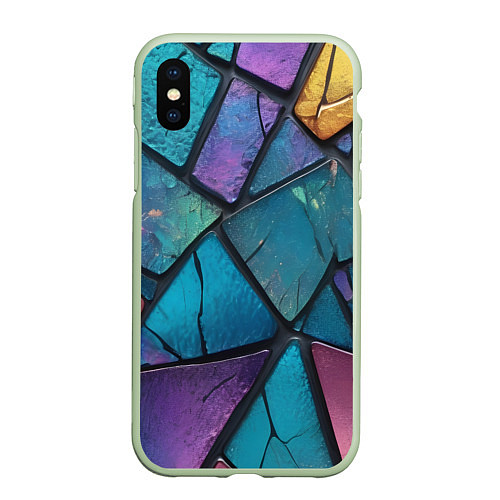 Чехол iPhone XS Max матовый Яркое стекло / 3D-Салатовый – фото 1