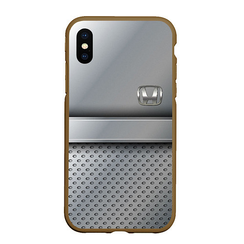 Чехол iPhone XS Max матовый Honda metal / 3D-Коричневый – фото 1