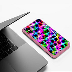 Чехол iPhone XS Max матовый Абстрактная решетка - переплетение цветов, цвет: 3D-малиновый — фото 2