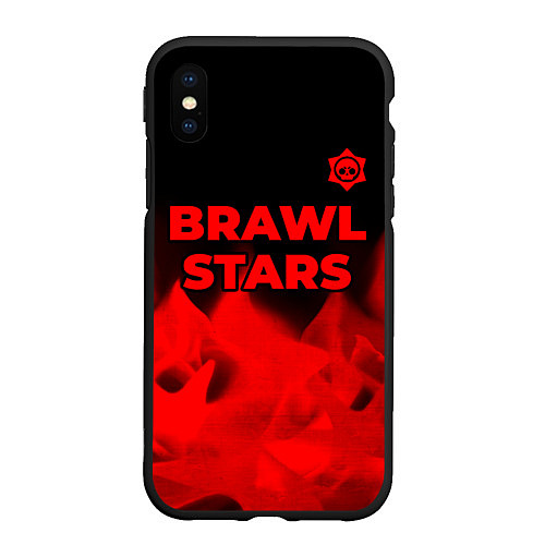 Чехол iPhone XS Max матовый Brawl Stars - red gradient посередине / 3D-Черный – фото 1